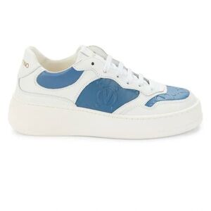 Valentino Women's White and Blue Leather Sneakers